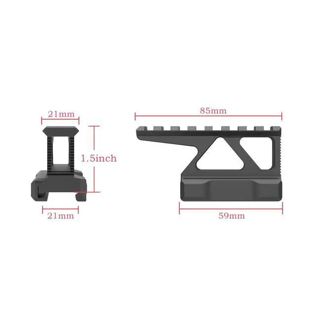 Alt view image 3 of 7 - Picatinny Rail Riser Mount 1.50 Height 3.5" Long 8-Slot (YZ150-8)
