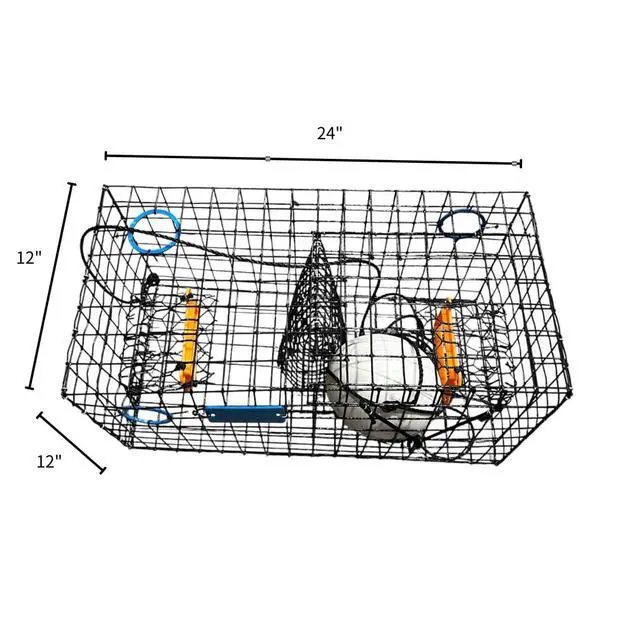 Alt view image 2 of 5 - Maryland Blue Crab Pot Trap, PVC Coated Wire mesh, Heavy Duty, Two T.E.D. (Turtle Excluder Device), Two Escape Rings, Float, Rope, Ready for use. Come with Crab & Lobster Measure Gauge. Made in USA