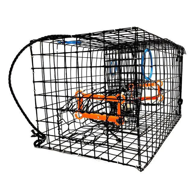 Alt view image 3 of 5 - Maryland Blue Crab Pot Trap, PVC Coated Wire mesh, Heavy Duty, Two T.E.D. (Turtle Excluder Device), Two Escape Rings, Float, Rope, Ready for use. Come with Crab & Lobster Measure Gauge. Made in USA