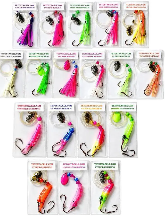 Main image of Kokanee Salmon Shrimp & Hoochies Fishing Lures - Multicolor Packs Including Micro Hoochies & Shrimp - Durable Plastic Construction with Sharp Octopus Hooks - Ideal for Kokanee & Trout