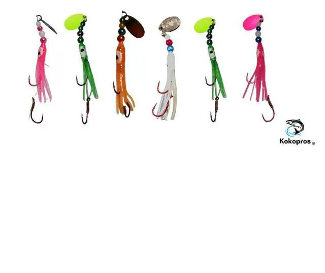 Alt view image 4 of 7 - Kokanee Salmon Shrimp & Hoochies Fishing Lures - Multicolor Packs Including Micro Hoochies & Shrimp - Durable Plastic Construction with Sharp Octopus Hooks - Ideal for Kokanee & Trout