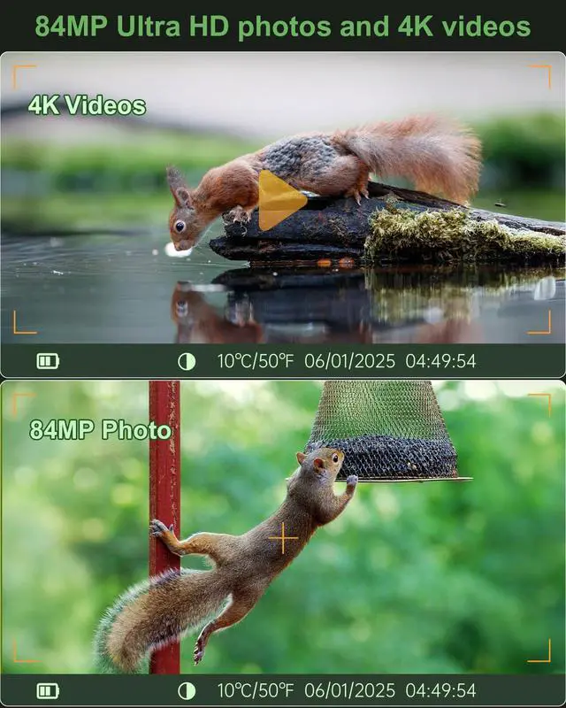 Alt view image 2 of 7 - Trail Camera WiFi 4K 84MP with 64GB Memory Card, Game Camera with Night Vision, 0.1s Trigger Motion Activated, IP67 Waterproof 130°Wide-Angle 42pcs No Glow Infrared LEDs for Wildlife Monitoring
