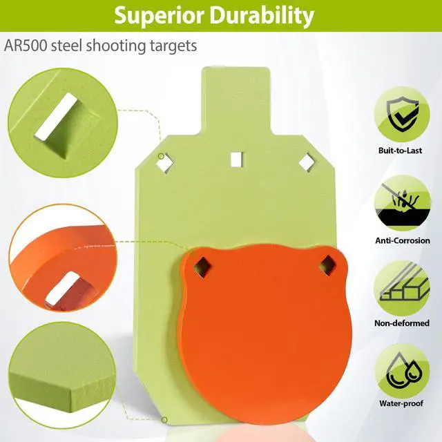 Alt view image 3 of 7 - AR500 Steel Shooting Targets, Laser-Cut Metal Targets with High-Visibility Glow Neon Color for Reactive Range Shooting