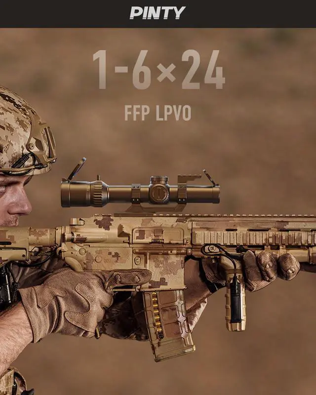 Alt view image 2 of 7 - FFP LPVO Rifle Scope 1-6x/1-8x/1-10x with Red & Green Illuminated Reticle, Self-Locking Turrets & Cantilever Mount for Picatinny Rail