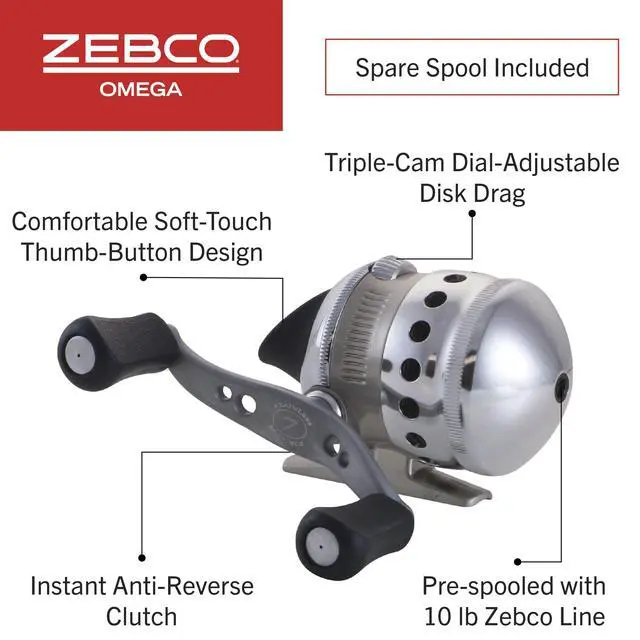 Alt view image 3 of 7 - Omega Spincast Fishing Reel, 7 Bearings (6 + Clutch), Instant Anti-Reverse with a Smooth Dial-Adjustable Drag, Powerful All-Metal Gears and Spare Spool