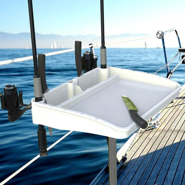 Alt view image 5 of 7 - Bait Cutting Board Table (18.25 by 14.75 Surface) with Two Rod Holders, Fish Cleaning Fillet Station for Boat with Mount Plier Storage and Knife Slot with Built-In Measuring Ruler (Small)
