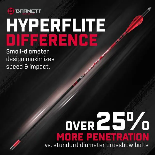 Alt view image 2 of 6 - 22" Hyperflite Crossbow Arrows, Precision Hunting Bolts for Hyper Series Crossbows, with Red & White Heat Vanes, 5-Pack