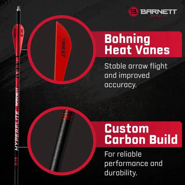 Alt view image 4 of 6 - 22" Hyperflite Crossbow Arrows, Precision Hunting Bolts for Hyper Series Crossbows, with Red & White Heat Vanes, 5-Pack