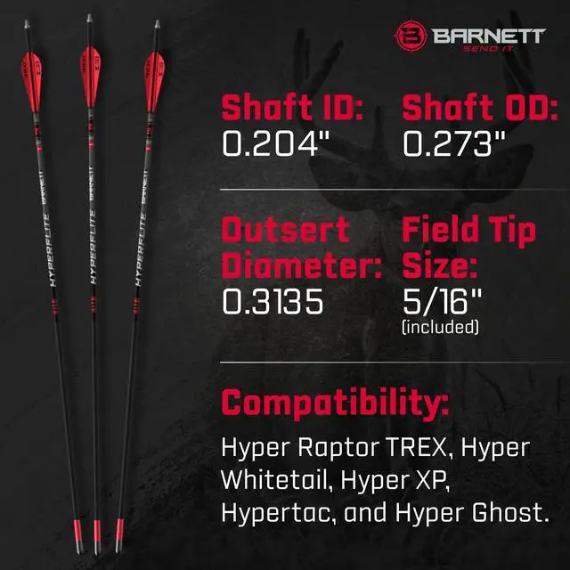Alt view image 5 of 6 - 22" Hyperflite Crossbow Arrows, Precision Hunting Bolts for Hyper Series Crossbows, with Red & White Heat Vanes, 5-Pack