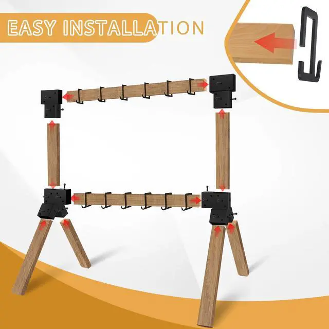 Alt view image 3 of 7 - 2x4 Target Stand Brackets Set|Heavy Duty Y & T Connectors|12 Hanger Hooks | 0.2Thick Steel Frame (1.6" x 3.6" I.D) for AR500 Steel Targets, Outdoor Shooting Range & Archery Training