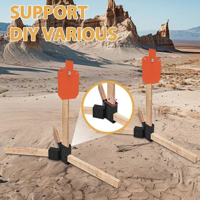 Alt view image 5 of 7 - 2x4 Target Stand Brackets Set|Heavy Duty Y & T Connectors|12 Hanger Hooks | 0.2Thick Steel Frame (1.6" x 3.6" I.D) for AR500 Steel Targets, Outdoor Shooting Range & Archery Training
