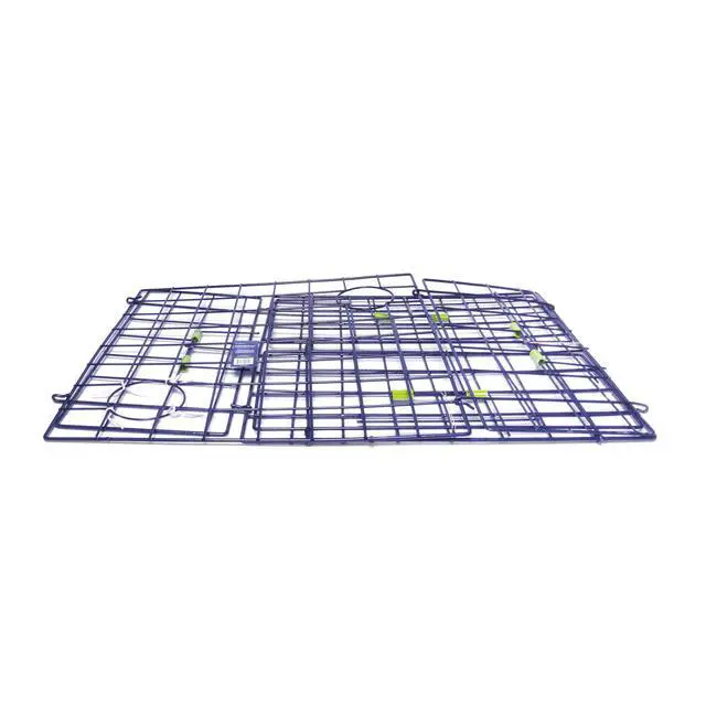 Alt view image 2 of 7 - 24" Fold-Up Pacific Coast Crab Trap | Vinyl-Coated Steel Wire, Foldable, Easy Storage & Transport | 4 Entrance Doors & 2 Escape Rings | Blue