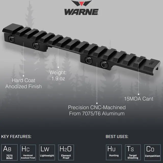 Alt view image 4 of 4 - Mountain Tech CZ 455/452 11mm Dovetail to Picatinny Rail Adapter | Lightweight 7075-T6 Aerospace Aluminum Construction, Built-In 15MOA Angled Cant, Hardcoat Anodized Finish (7755M)