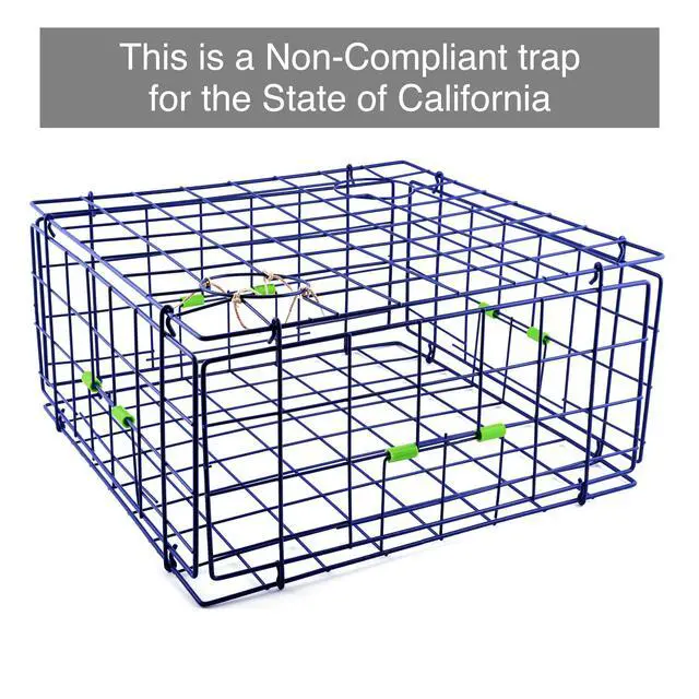 Alt view image 6 of 7 - 24" Fold-Up Pacific Coast Crab Trap | Vinyl-Coated Steel Wire, Foldable, Easy Storage & Transport | 4 Entrance Doors & 2 Escape Rings | Blue