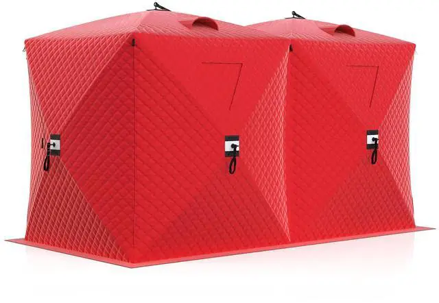 Main image of Insulated Pop-Up Ice Fishing Tent, 6-8 Person Portable Hub-Style Tent, Windproof Thermal Shanty with Hub Design, 420D 3-Layer Fabric for Winter Fishing