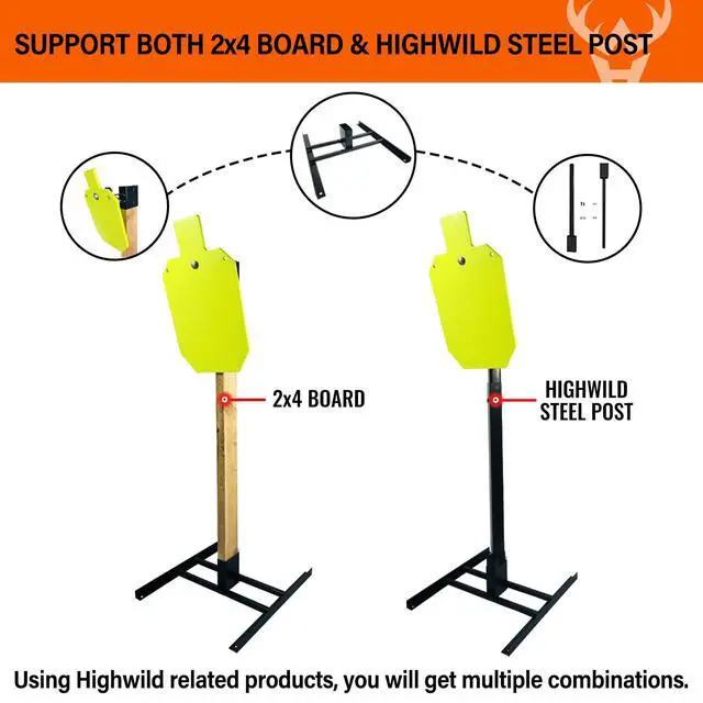 Alt view image 3 of 6 - 2x4 Target Stand Base for AR500 Steel Shooting Targets - Double T-Shaped Base for Shooting Range Outdoor