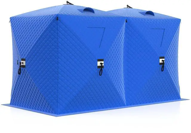 Main image of Insulated Pop-Up Ice Fishing Tent, 6-8 Person Portable Hub-Style Tent, Windproof Thermal Shanty with Hub Design, 420D 3-Layer Fabric for Winter Fishing