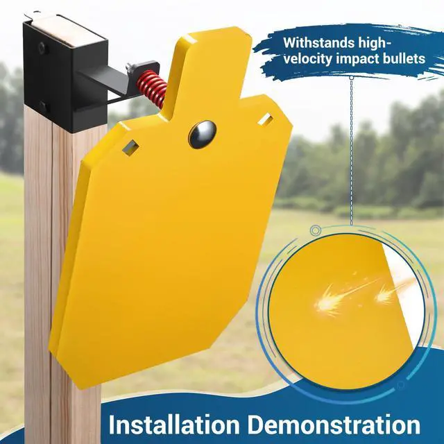 Alt view image 3 of 7 - AR500 Steel Targets for Shooting with T Post Target Hanger, 1/2 Inch Thick Steel Target, 2 Mounting Options, Neon Yellow Color