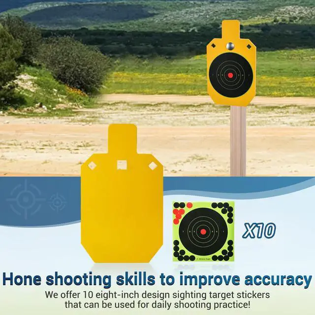Alt view image 5 of 7 - AR500 Steel Targets for Shooting with T Post Target Hanger, 1/2 Inch Thick Steel Target, 2 Mounting Options, Neon Yellow Color