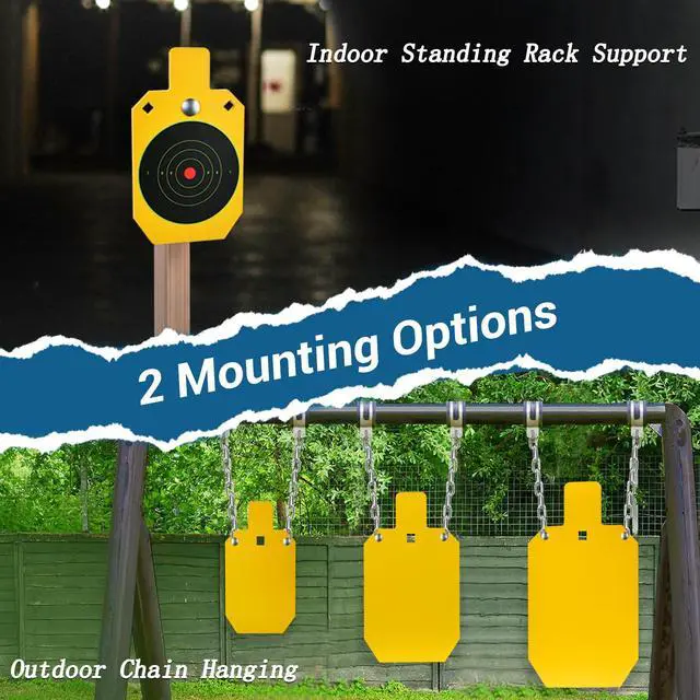 Alt view image 6 of 7 - AR500 Steel Targets for Shooting with T Post Target Hanger, 1/2 Inch Thick Steel Target, 2 Mounting Options, Neon Yellow Color