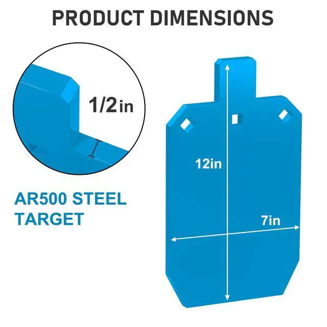 Alt view image 2 of 7 - AR500 Steel Targets for Shooting, 1/2'' Thick Silhouette Gong Combo Metal Targets for Shooting Laser Cut Steel