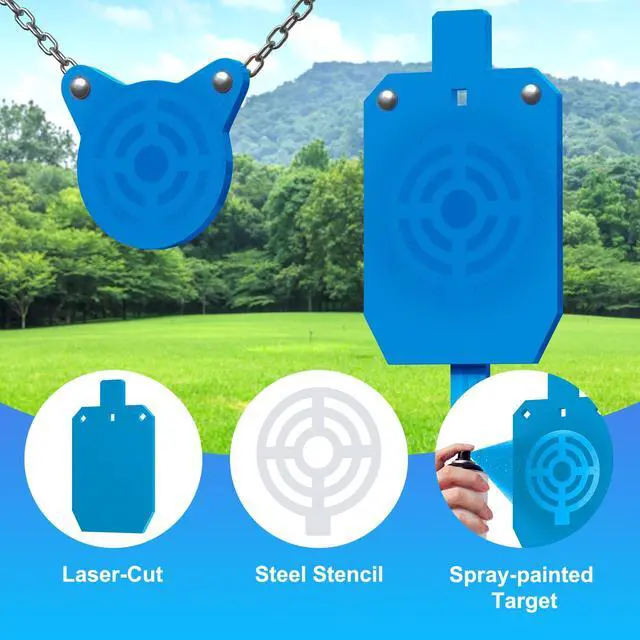 Alt view image 4 of 7 - AR500 Steel Targets for Shooting, 1/2'' Thick Silhouette Gong Combo Metal Targets for Shooting Laser Cut Steel
