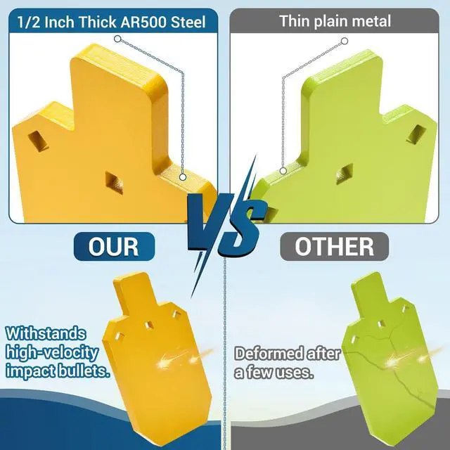 Alt view image 7 of 7 - AR500 Steel Targets for Shooting with T Post Target Hanger, 1/2 Inch Thick Steel Target, 2 Mounting Options, Neon Yellow Color