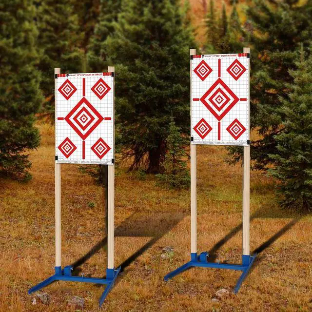Alt view image 7 of 7 - Shooting Target Stand with 10pcs 17x25 Inch Sight in Paper Targets, Durable Paper Target Holder with Stable Adjustable Base for Cardboard Silhouette, H Shape, IPSC, IDPA Practice