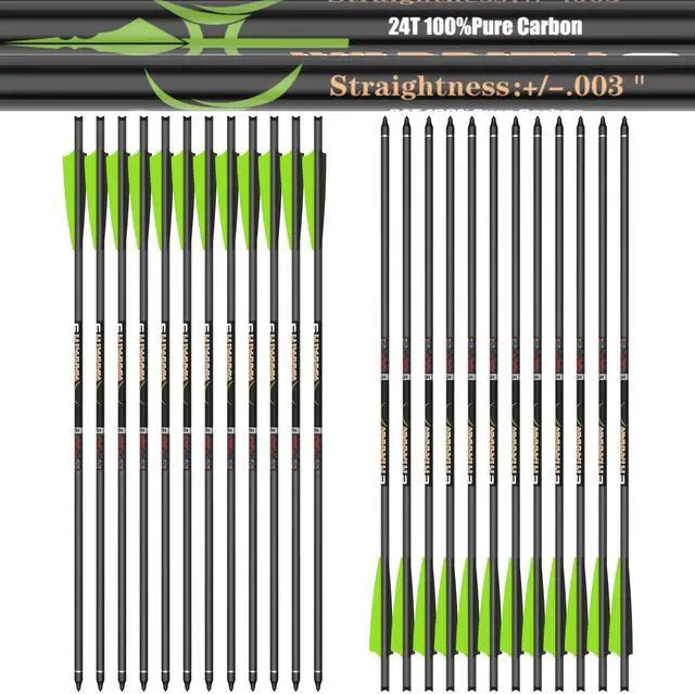 Main image of 100% Pure Carbon Crossbow Bolts, 0.001"/0.003"/0.006" Buy 12 Get 12 Free! 20/22 Inch Professional Standard Hunting Crossbolts with Removable Tips(24 pcs)