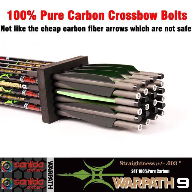 Alt view image 3 of 7 - 100% Pure Carbon Crossbow Bolts, 0.001"/0.003"/0.006" Buy 12 Get 12 Free! 20/22 Inch Professional Standard Hunting Crossbolts with Removable Tips(24 pcs)