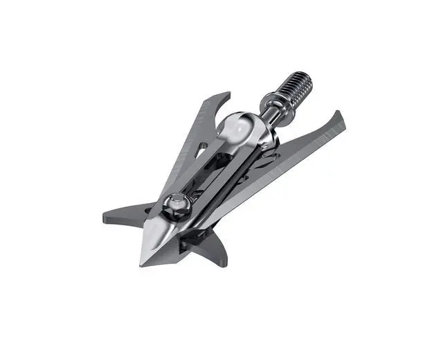 Alt view image 2 of 2 - Mechanical Broadheads 100 Grain - Crossbow Broadheads with 2-Inch Cut, Internal Spring Clip System, 500 FPS Rated Titanium, Steel & Aluminum Options for Crossbow Bolts (3-Pack)