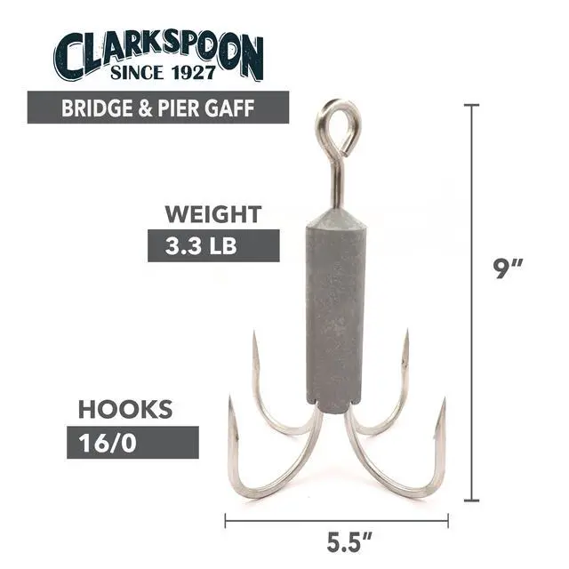 Alt view image 3 of 4 - Fishing Bridge and Pier Gaff for Retrieving Your Catch - Stainless Steel Hooks