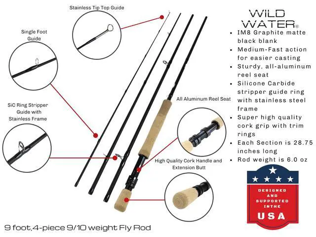 Alt view image 2 of 7 - Fly Fishing AX Series Fly Rod | IM8 Graphite Blank | 3/4/5/6/7/8/9/10/12 wt Rods | 56/7/8/9/10/11 ft | Lightweight Pole Medium Fast Action