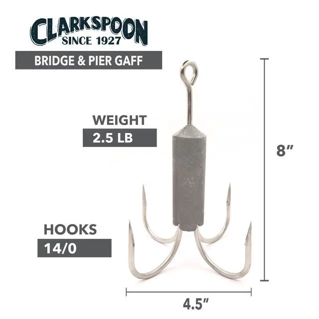 Alt view image 3 of 4 - Fishing Bridge and Pier Gaff for Retrieving Your Catch - Stainless Steel Hooks