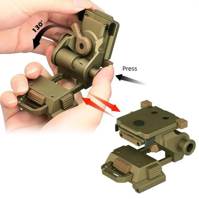 Alt view image 2 of 7 - NVG Mount Night Vision Goggles Metal Helmet Mount for L4G24 PVS15/PVS18, Rhino Adjustable Metal Aluminum Helmet Adapter (Tan)