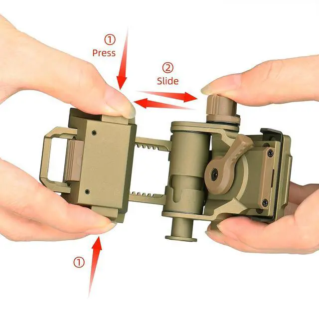 Alt view image 3 of 7 - NVG Mount Night Vision Goggles Metal Helmet Mount for L4G24 PVS15/PVS18, Rhino Adjustable Metal Aluminum Helmet Adapter (Tan)