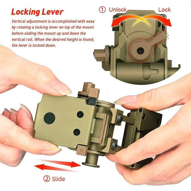 Alt view image 4 of 7 - NVG Mount Night Vision Goggles Metal Helmet Mount for L4G24 PVS15/PVS18, Rhino Adjustable Metal Aluminum Helmet Adapter (Tan)
