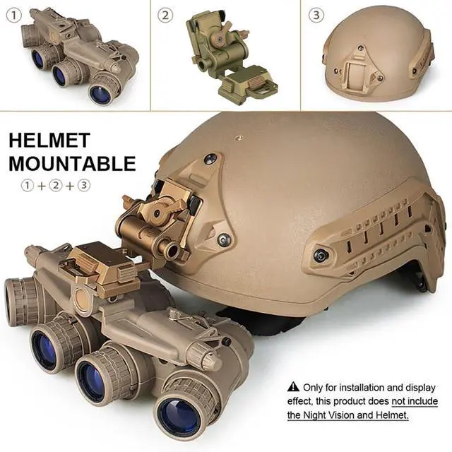 Alt view image 6 of 7 - NVG Mount Night Vision Goggles Metal Helmet Mount for L4G24 PVS15/PVS18, Rhino Adjustable Metal Aluminum Helmet Adapter (Tan)