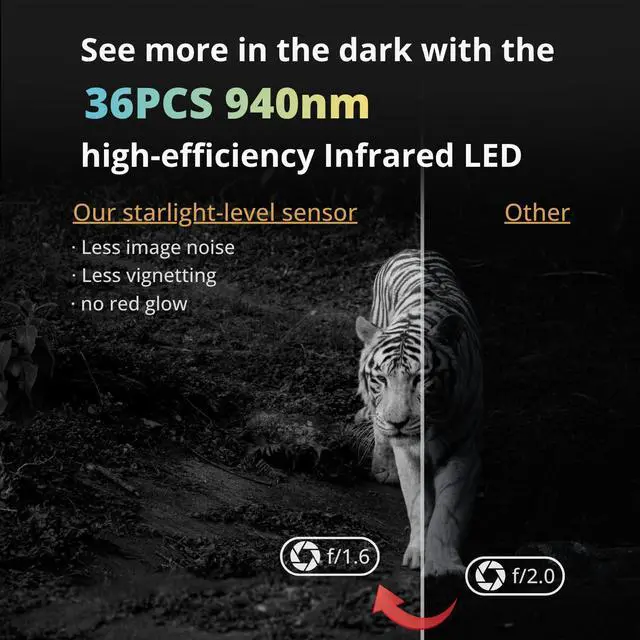 Alt view image 3 of 7 - Trail Camera 64MP 1296P Video, 940nm No-Glow Night Vision, 70° Focused PIR Detection (Fewer False Alerts), 0.3s Trigger, Motion Activated IP66 Game Cam for Outdoor Wildlife & Yard Security