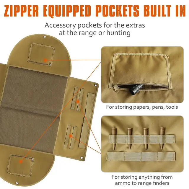 Alt view image 3 of 6 - Shooting Mat with Elbow Wings, Extra Large Hunting Shooting Mats Prone Padded Roll Up Portable Waterproof Hunting Mats Non-Slip Durable Shooting Rest for Shooters Range Rifle