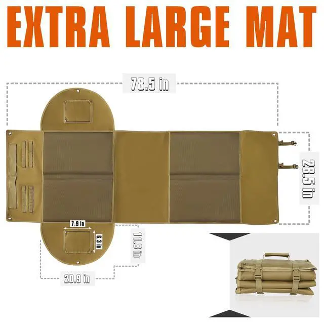 Alt view image 4 of 6 - Shooting Mat with Elbow Wings, Extra Large Hunting Shooting Mats Prone Padded Roll Up Portable Waterproof Hunting Mats Non-Slip Durable Shooting Rest for Shooters Range Rifle