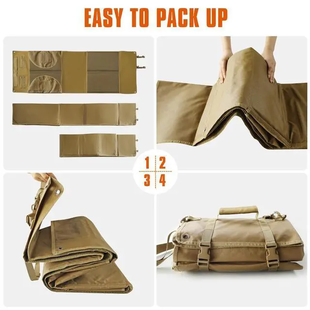 Alt view image 5 of 6 - Shooting Mat with Elbow Wings, Extra Large Hunting Shooting Mats Prone Padded Roll Up Portable Waterproof Hunting Mats Non-Slip Durable Shooting Rest for Shooters Range Rifle