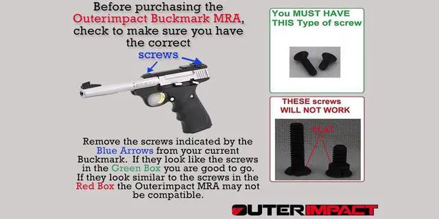 Alt view image 3 of 3 - Outerimpact Red Dot Adapter/Mount Compatible with Browning Buckmark Pistol - M.R.A