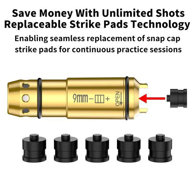 Alt view image 5 of 7 - Portable Laser Trainer Target &9mm Laser Training Cartridge with Chamber Extractor Tool for Dry Fire Training Practice, Extra O-Rings with 9 Batteries