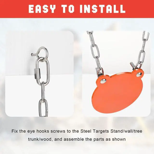 Alt view image 3 of 7 - Complete Hanging Target Gong Mounting Kit AR500 3/8" Steel Shooting Mounting Kit Steel Target Hanger