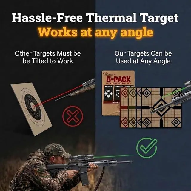 Alt view image 3 of 7 - Thermal Targets Extra-Bright Passive Zeroing Rifle Targets with Thermal Squares, Durable Outdoor Range Practice, No Tilting or Power Required
