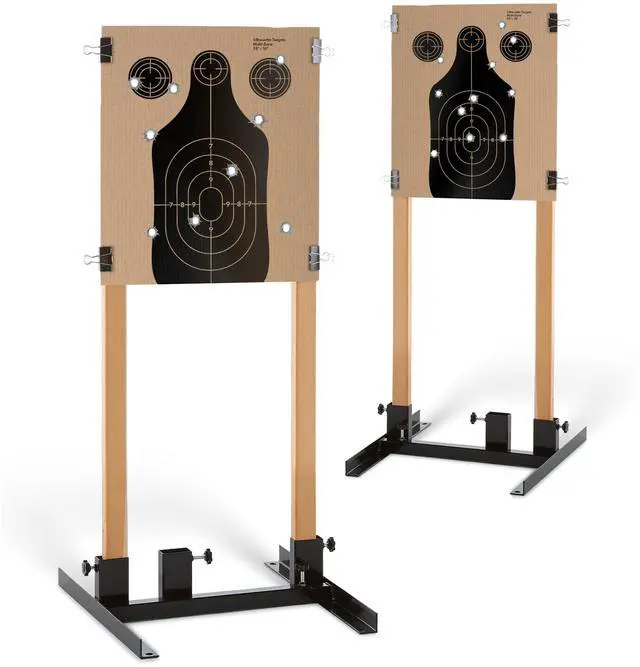 Main image of Steel Target Stand Base for Paper Silhouette Shooting Targets, 8 - 24 Adjustable Width, USPSA/IPSC - IDPA Practice, Includes Cardboard Targets for Shooting