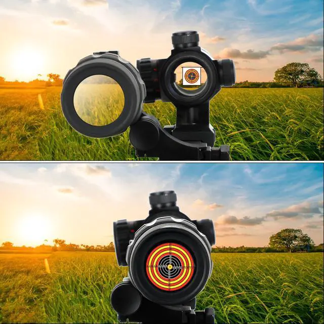 Alt view image 6 of 6 - 1.5X - 5X Red Dot Sight Optic Scope Magnifier with Flip to Side Mount