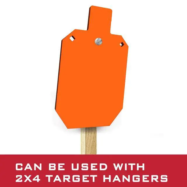 Alt view image 4 of 6 - AR500 Steel Targets Combo with Metal Chains, 3/8 Thick Metal Gong Silhouette Targets for Outdoor Range and Shooting Practice, Neon Orange Color