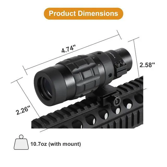 Alt view image 4 of 6 - 1.5X - 5X Red Dot Sight Optic Scope Magnifier with Flip to Side Mount